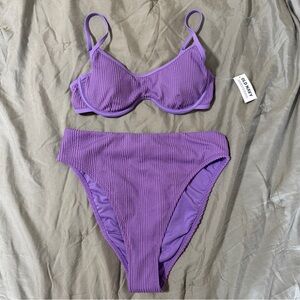 Purple ribbed bikini